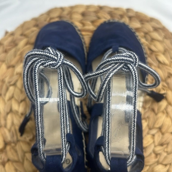 Gap Navy and White Ankle Wrap Espadrille Sandals Size 6 Vacation Frenchie - Picture 7 of 8